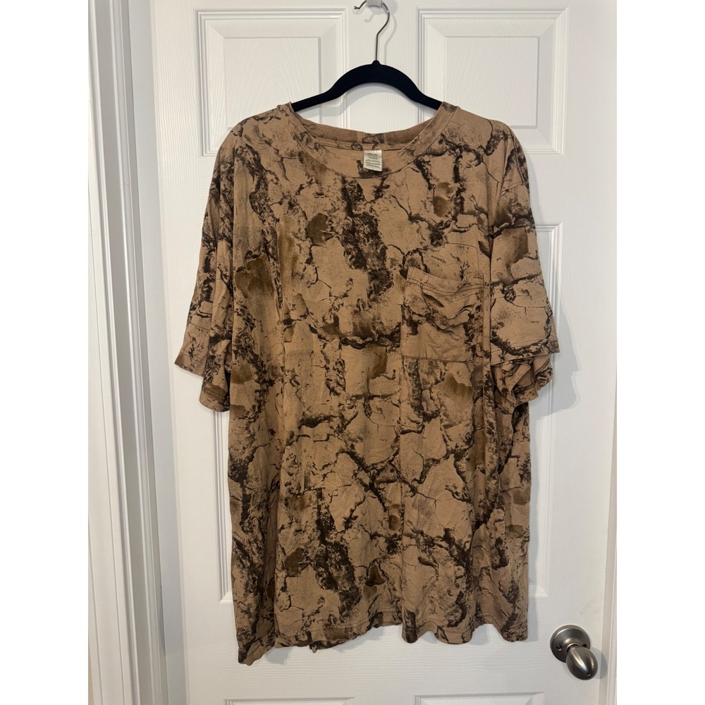 100% Cotton Liberty Natural Camo Pocket T-Shirt Mens 2XL Earth Tone Hunting